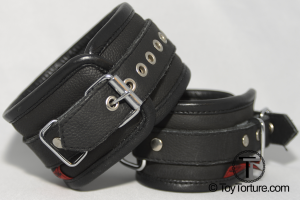 Roller Buckle on a two piece Leather Restraint with Piping